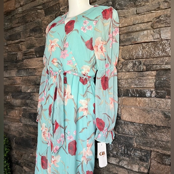 GB Girls Blue and Red Sundress with Bishop Sleeves - Picture 4 of 14